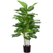 HOMCOM Umetna okrasna zimzelena rastlina višina 120 cm, notranja umetna rastlina s črnim loncem O17x14.5 cm