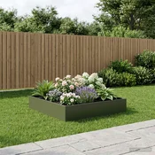 vidaXL Vrtni lonček Olivno zelena 80 x 80 x 20 cm Mlinjeni jeklo