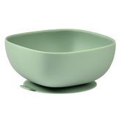 Zdjelica za bebe Silicone Suction Bowl Beaba Sage Green od silikona zelena od 4 mjes