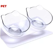 Pet Treatment dvojna posoda s stojalomza mačke, 2x 350ml, za hrano/vodo, 15°