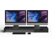 Dupli stalak za monitor sa USB Hubom i brzim bezžicnim punjenjem, Pout Eyes9, Crna