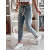 Spodnie damski jeansowe skinny z paskiem FLORENCIO niebieskie Dstreet