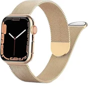 shumee PAŠEK ZA URO APPLE WATCH 1/2/3/4/5/6/7/8/9/SE 38/40/41 mm ROŽNO ZLATO JEKLO