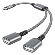 Basesailor adapter USB-C na dvojni USB-A 0,3 m – siv