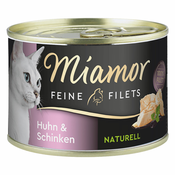 Miamor Feine Filets Naturelle 6 x 156 g - Piščanec & šunka