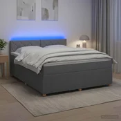 vidaXL Postelja boxspring z vzmetnico Svetlo siva 140 x 200 cm Blago