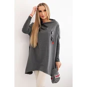 Oversized sweatshirt with asymmetrical graphite sides