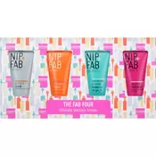 NIP+FAB The Fab Four Ultimate Skincare Heroes set: piling za obraz Exfoliate Glycolic Fix Scrub 20 ml + serum za obraz Illuminate Vitamin C Fix Serum 20 ml + gel krema za obraz Hydrate Hyaluronic Fix Extreme Hybrid Gel Cream 2% 20 ml + maska za obraz Purify Salicylic Fix Clay Mask 20 ml za ženske