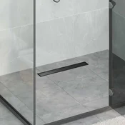 vidaXL Tuš odtok 2-v-1 z 360° sifonom Črna 50 cm Nerjaveče jeklo 304