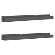 Vidaxl Stenske police 2 kosa siva 110x12x9 cm trdna borovina