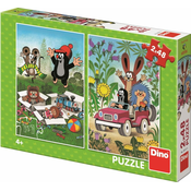 Dino Puzzle Krtek je vesel, Krtek in avto 2x48 kosov