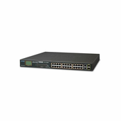 Planet 28-Port LCD Managed (24x100Mbps 802.3at PoE (300W) 2x GbE 2x 1G SFP) Desktop Switch