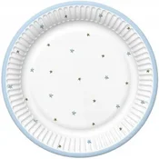 Papirnati krožniki z modrimi zvezdicami 18 cm, 8 kosov.