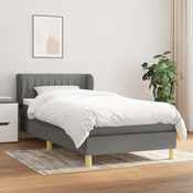 Greatstore Box spring postelja z vzmetnico temno siva 90x190 cm blago