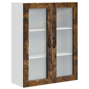 Vidaxl Stenski stekleni omarica PORTO Dimljeni oreh 80 x 31 x 100 cm