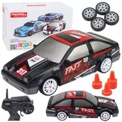 RC Coupe Drift Car na daljinsko upravljanje s izmjenjivim kotačima Crni 1:24
