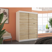 Garderobna omara z drsnimi vrati Luft - 150 cm - bela/sonoma hrast