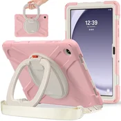 GS Ovitek za Samsung Galaxy Tab A9+ X210/X215/X216B, oklepni, vrtljiv za 360 stopinj, roza