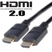 PremiumCord HDMI 2.0 High Speed+Ethernet, pozlačeni konektorji, 5 m