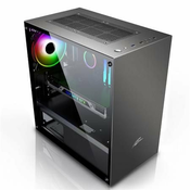 EVOLVEO M4, ohišje mATX, 2x USB2.0/1x USB3.0/120mm LED/črno s prozorno stransko ploščo