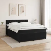 vidaXL Postelja boxspring z vzmetnico Črna 160 x 200 cm Žamet