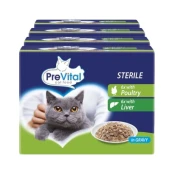 PreVital Cat Sterile Suha hrana piletina/jetra u umaku 48 x 100 g