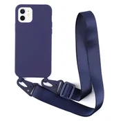 Silikonski ovitek s trakom Bigcousin za iPhone 12 Mini – temno modra