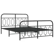 Vidaxl Kovinski posteljni okvir z vzglavjem in vznožjem črn 150x200 cm