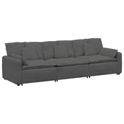 Vidaxl Modularni kavč z blazinami temno siv