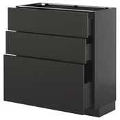 METOD / KNIVSHULT Podni element s 3 ladice, crno-siva/Nickebo mat antracit, 80x37 cm