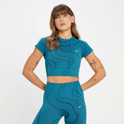 MP Womens Tempo Wave Seamless Crop Top - Teal Blue - XL