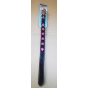 Ovratnica za psa usnjena črna s cvetovi 47cm/25mm - Pasje ovratnice - 16-21