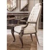 Casa Padrino Luxury Baroque Dining Chair with Armrests Cream/Dark Brown H. 100 cm