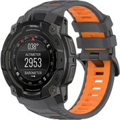 GS Silikonski pašček za Garmin Instinct 3 Solar/Instinct 3 AMOLED 50 mm - dvobarven, sivo-oranžen