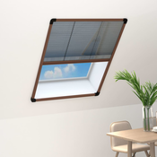 vidaXL Plise komarnik za okna aluminij rjav 80x120 cm