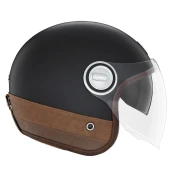 NOX PREMIUM Heritage otvorena motociklisticka kaciga mat crna sa smedom kožom