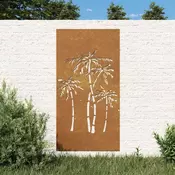 Vrtni zidni ukras 105 x 55 cm celik COR-TEN s uzorkom palme
