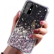 Silikonski ovitek z bleščicami SPARKLE za Samsung Galaxy A03s A037 - črn
