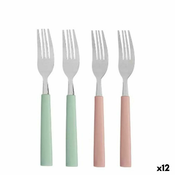 Set Vilica Zelena Roza Srebrna Nehrdajuci Celik Plastika 18,7 cm (12 kom.)