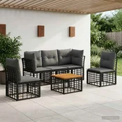 Set vanjskih sofa 6 pcs Crna i tamno siva Poliester