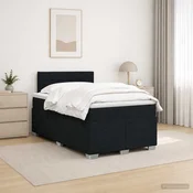 vidaXL Postelja boxspring z vzmetnico Črna 120 x 190 cm Blago