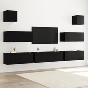 Set TV komoda Zidne 7 pcs Crni hrast 100 x 30 x 30 cm