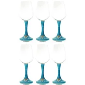 Casa Padrino luxury wine glass set of 6 light blue/multicolored H. 23.5 cm - Handmade & hand-painted wine glasses - Hotel & Restaurant Accessories - Luxury quality - Made in Italy