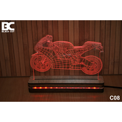 Black Cut 3D Lampa Crvena