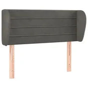 Vidaxl Vzglavje z ušesi temno sivo 93x23x78/88 cm žamet
