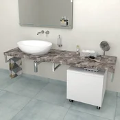 SAPHO AVICE Stenska Plošča za Umivalnik 150x50cm, 5cm Debelina, Šedé Kamen