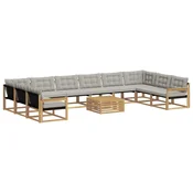 Set vanjskih sofa s jastukom 11 pcs Bijela i svjetlosiva
