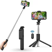 Selfie stick Techsuit Q01 s trinožnim stojalom in daljinskim sprožilcem - črn