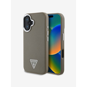 Guess PU Grained Triangle Logo Zadní Kryt pro iPhone 16 Brown Ovitek za telefon Vijolična