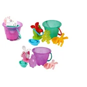 Teddies Komplet za pesek in vodo plastično vedro, mlinček z dodatki v mreži 20x19cm